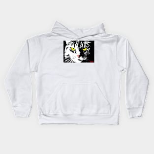 ANGRY CAT POP ART - BLACK WHITE YELLOW Kids Hoodie